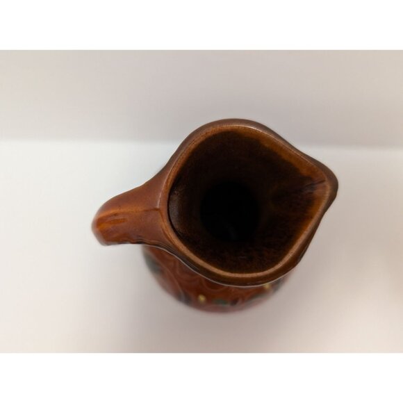 Hand-Painted Austria Brown Ceramic Pitcher Vase  5.5" Tall Vintage - Picture 4 of 7